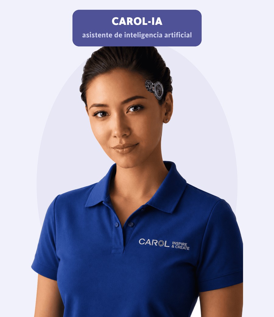 Avatar de Carol-IA, la asistente de inteligencia artificial de Carol. Es una ilustración generada, no una integrante del equipo