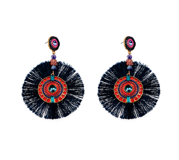 Aretes borla N.11 azul x par (copia)