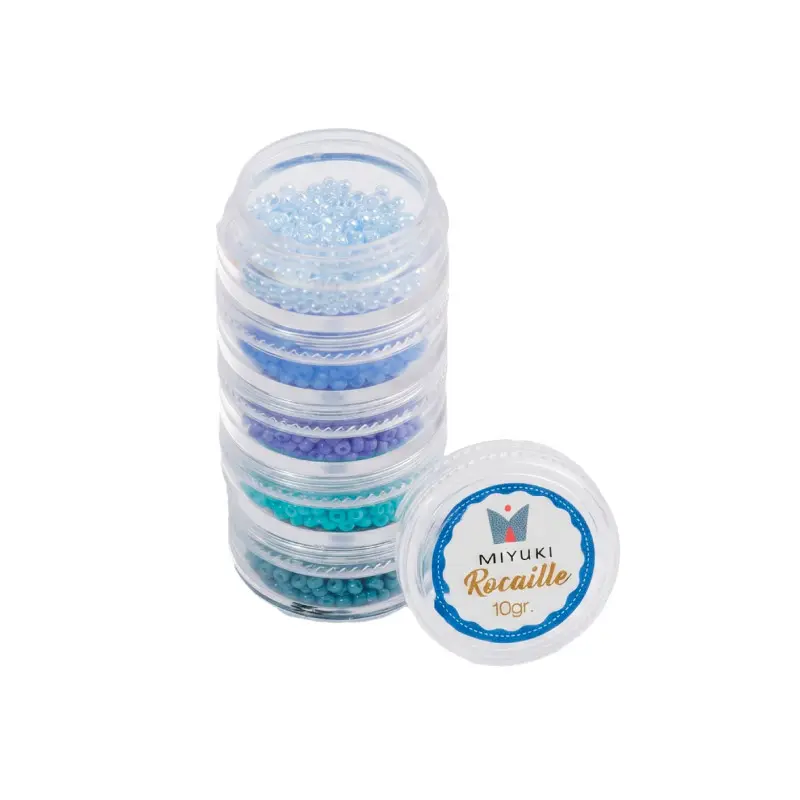 Kit Miyuki rocalla 5 Colores (2g c/u) + Organizador Apilable