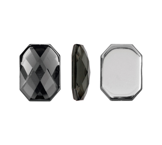 Acrilico K1037 octagon plano 10x14mm smoky quartz 27 x und