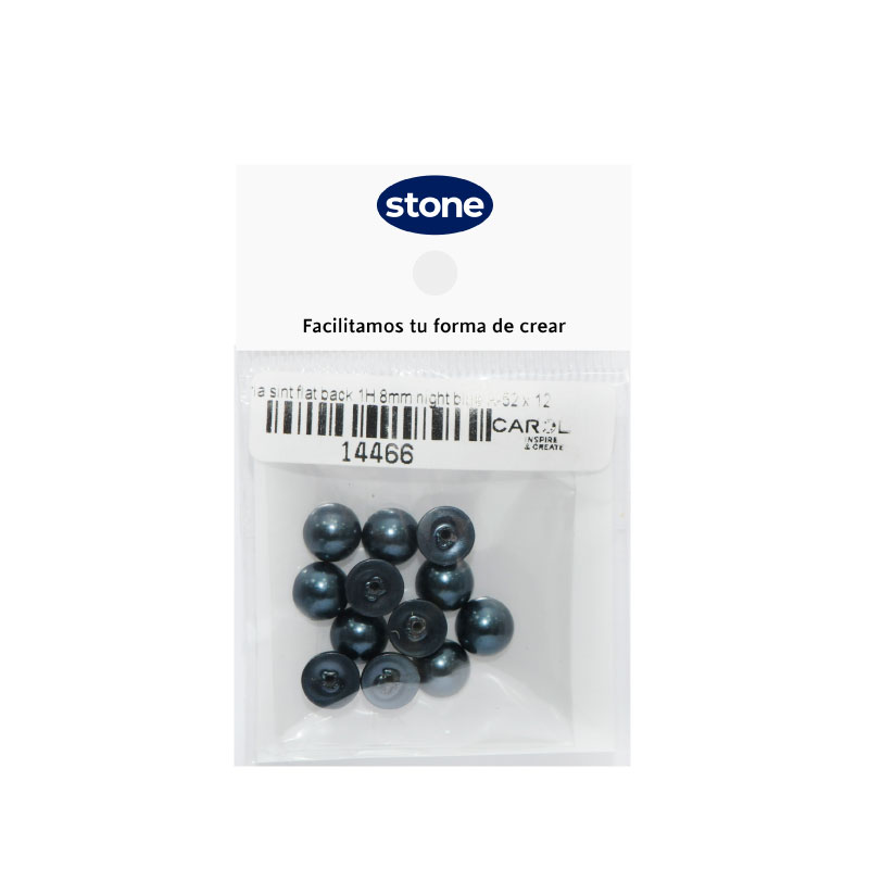 Media perla sintetica base plana 1H 8mm night blue A-52 x 12unds