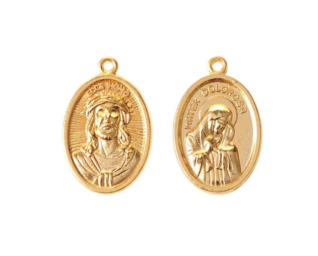 Medalla Jesucristo Ecce Homo y Virgen Dolorosa 384-1 24x16mm/golfi x und