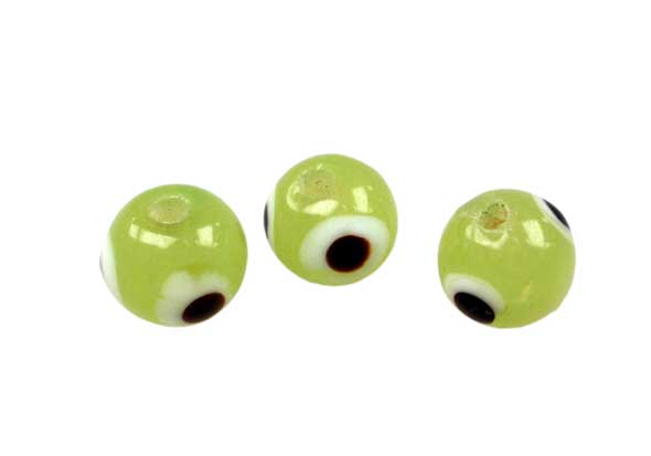 Vidrio hindú 6mm redondo GLO 3/66 ojo verde oliv x und