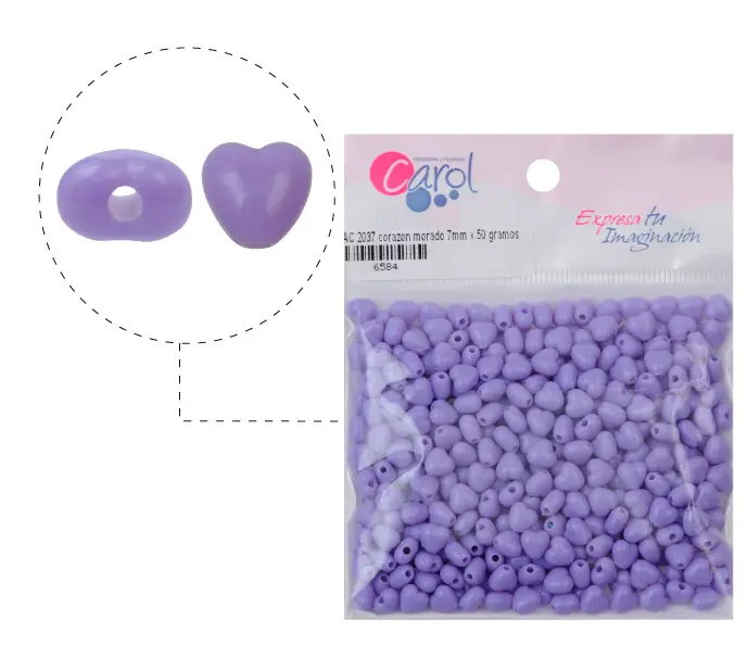 Acrilico 2037 corazon morado 7mm x 50 gramos