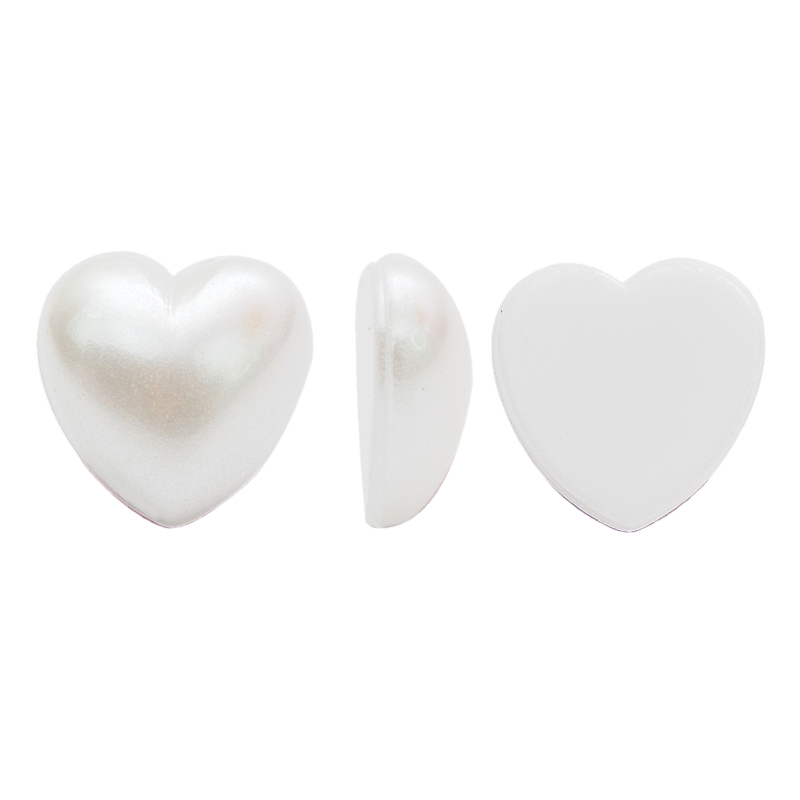 Acrilico K1057 corazon plano 10mm white pearl J1 x und
