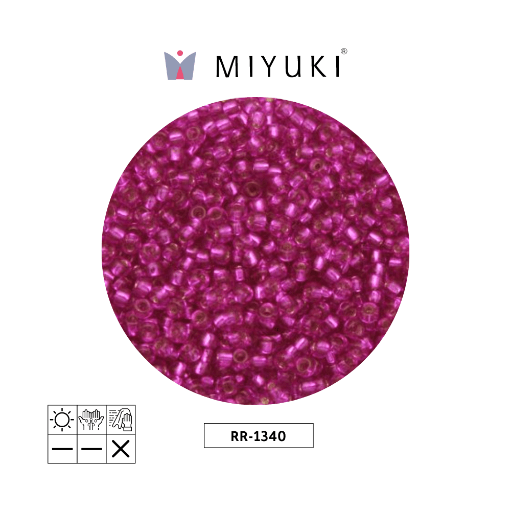 Mostacilla Miyuki rocalla 11/0 RR1340 plateado forrado fucsia x 250g