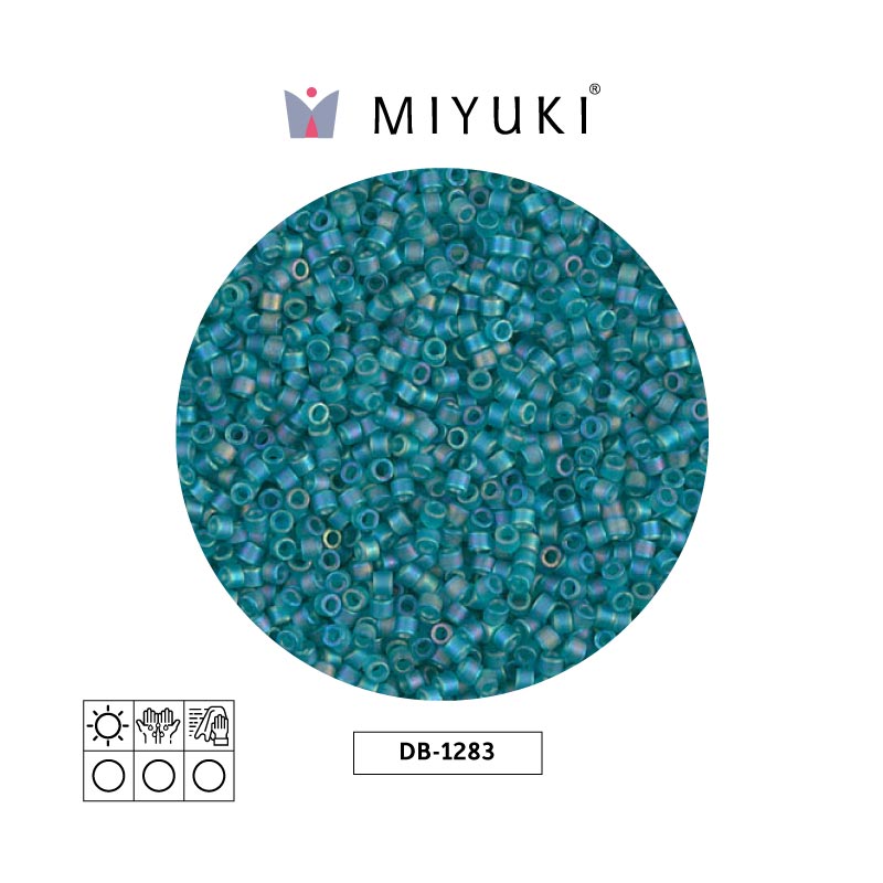 Miyuki delica 11/0 DB1283 mate transparente caribbean azul verdoso x 50g