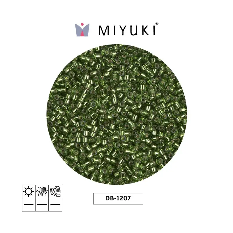 Miyuki delica 11/0 DB1207 plateado forrado verde x 50g