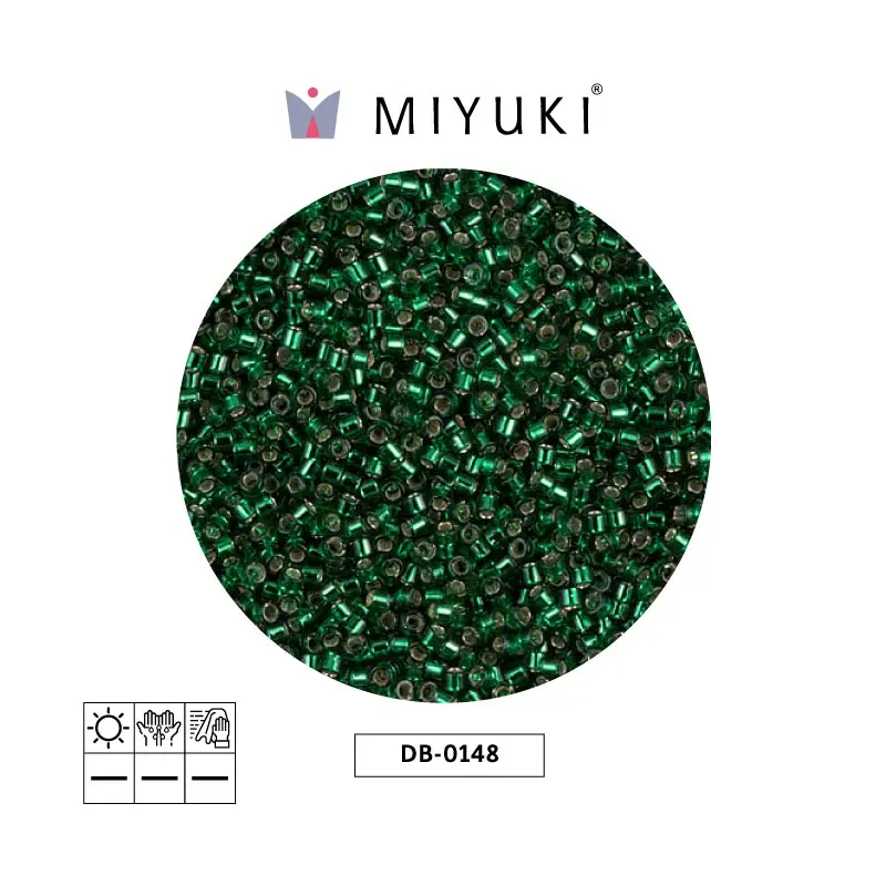 Miyuki delica 11/0 DB0148 plateado forrado verde x 50g