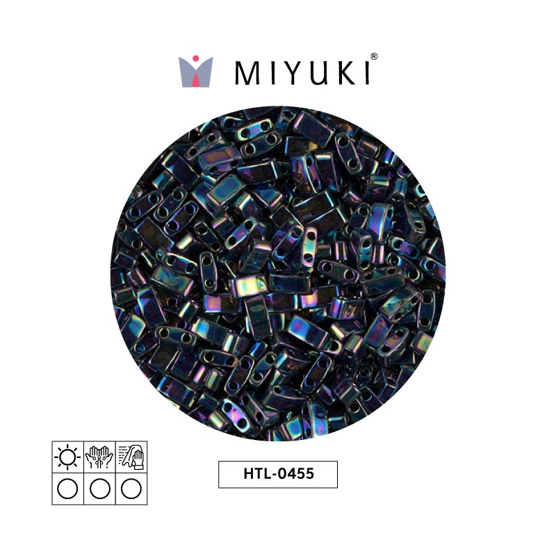 Miyuki half tila 5x2.3x1.9mm HTL0455 metalizado variegated azul iris x 250G