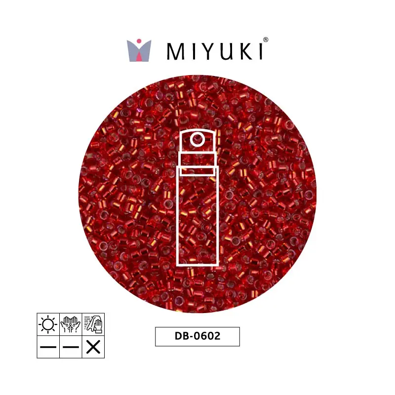 Miyuki delica 11/0 DB0602 rojo plateado forrado x 10g