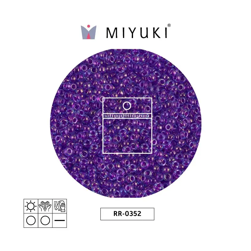 Mostacilla Miyuki rocalla 11/0 RR0352 fucsia forrado azul brillo x 25g