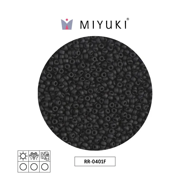 Mostacilla Miyuki rocalla 11/0 RR0401F opaco mate negro x 250g