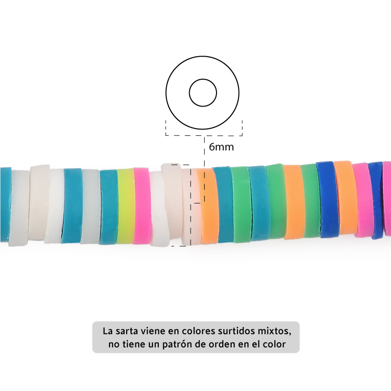 Sarta fimo disco 6mm 28 color mix x 39cm