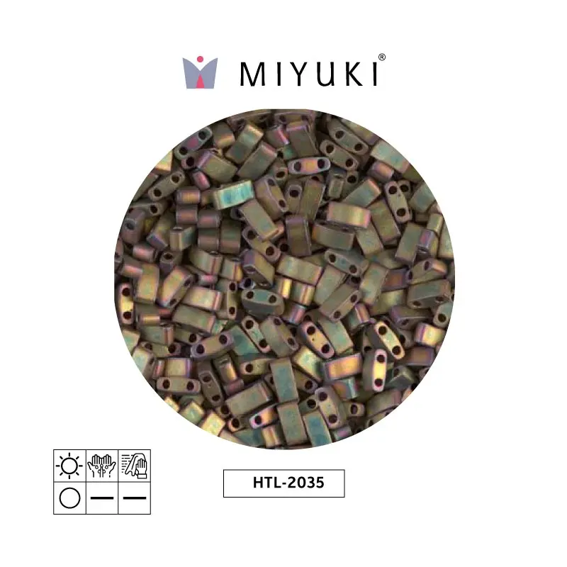 Miyuki half tila 5x2.3x1.9mm HTL2035 mate metalizado khaki iris x 250G