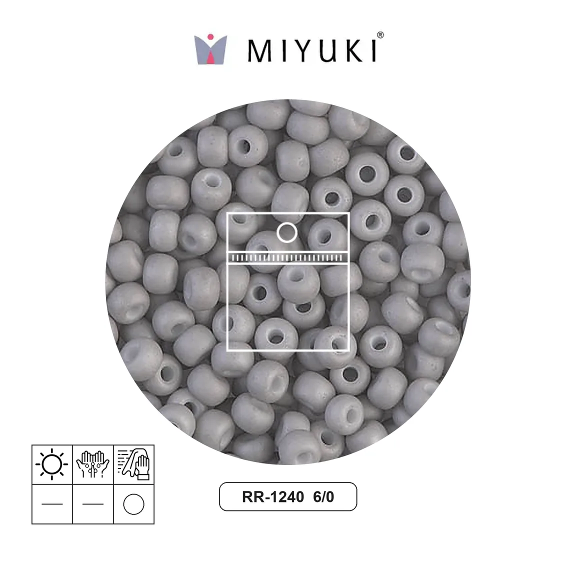 Mostacilla Miyuki rocalla 6/0 RR1240 matte opaque gray x 10g