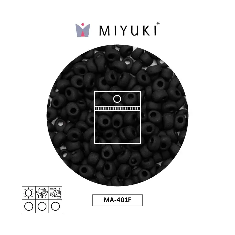 Miyuki magatama 4mm MA0401F opaco mate negro x 25g