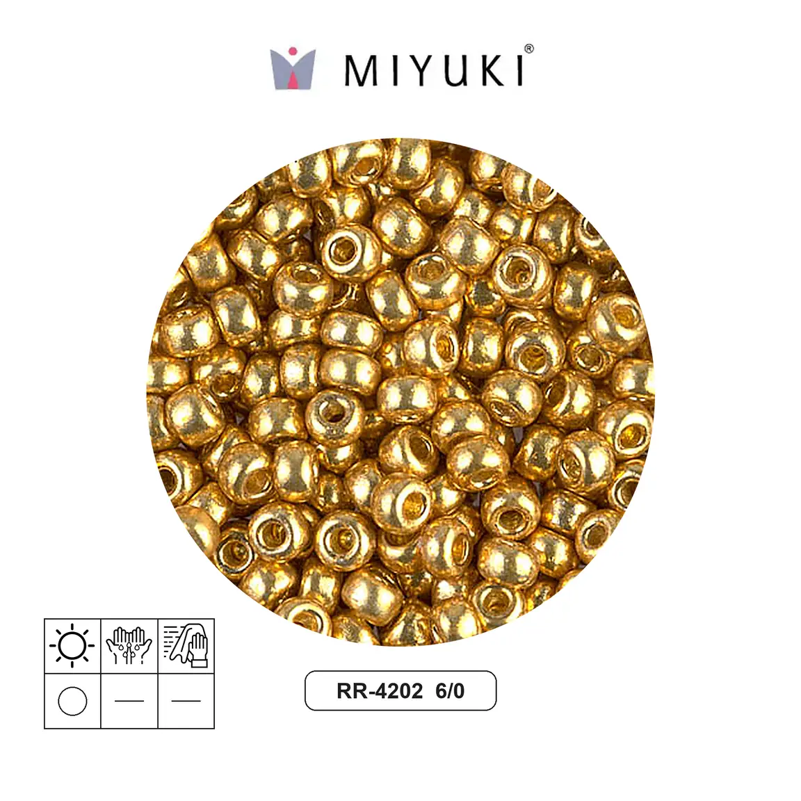 Mostacilla Miyuki rocalla 6/0 RR4202 galvanizado dorado Duracoat x 250g