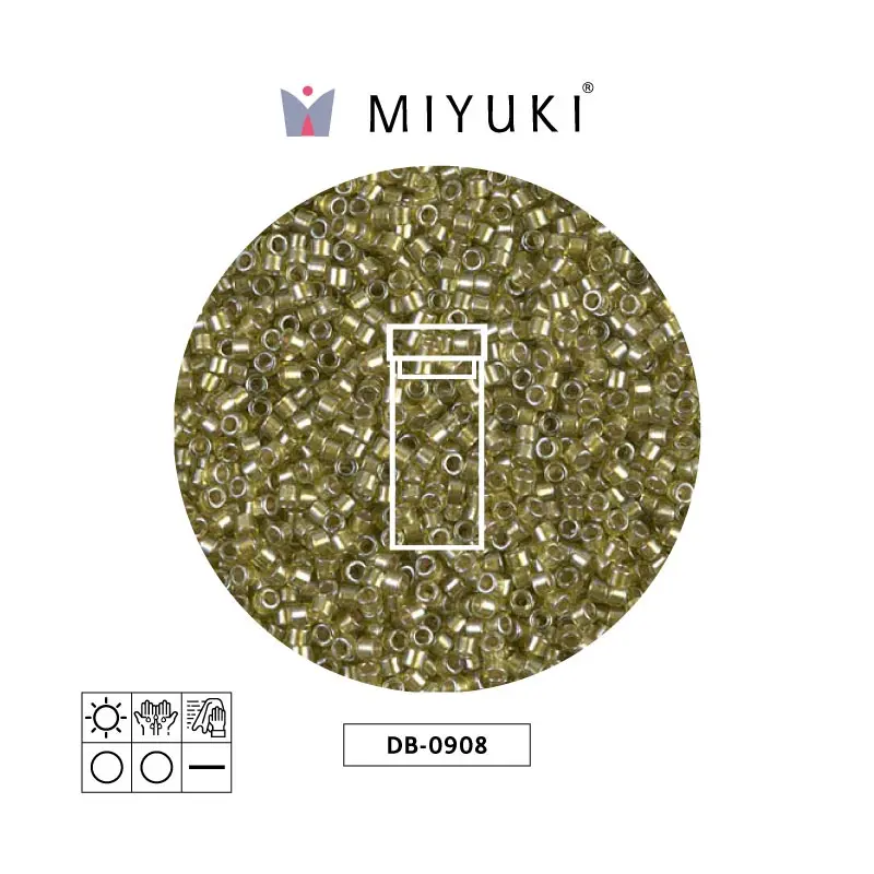 Miyuki delica 11/0 DB0908 sparkling beige forrado verde chartreuse x 3g