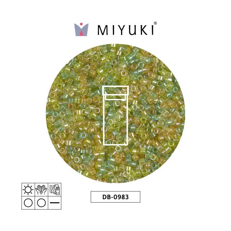 Miyuki delica 11/0 DB0983 saparkling forrado lemon verde mix x 3g