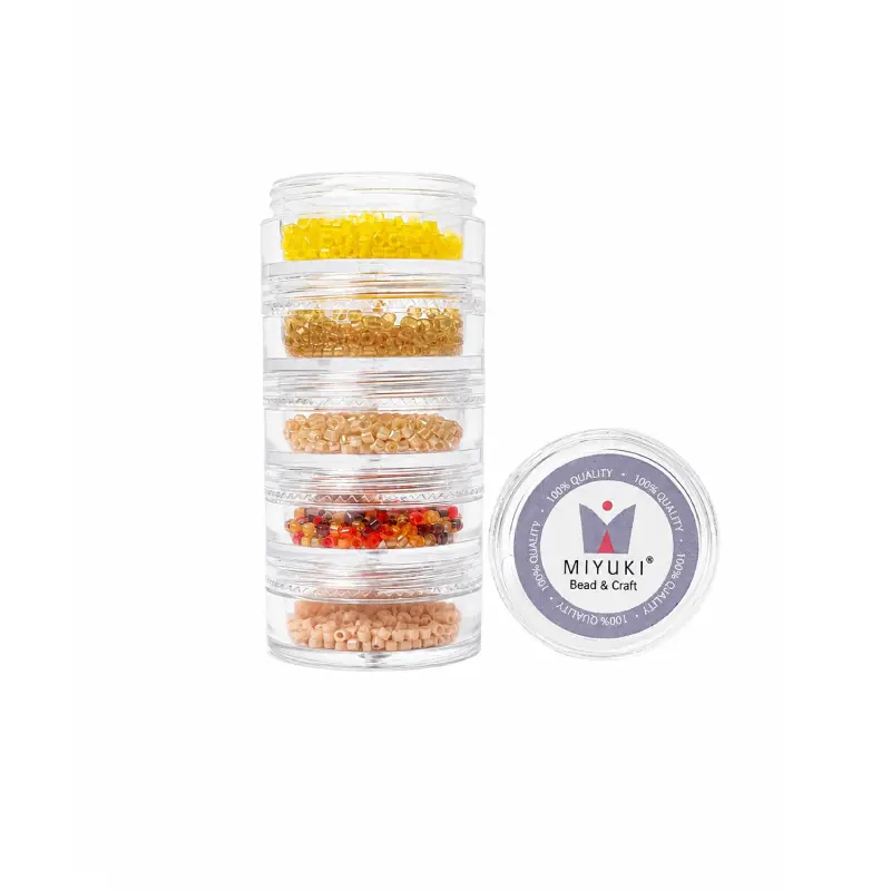 Kit 10 - Miyuki Delica 5 Colores (2g c/u) + Organizador Apilable