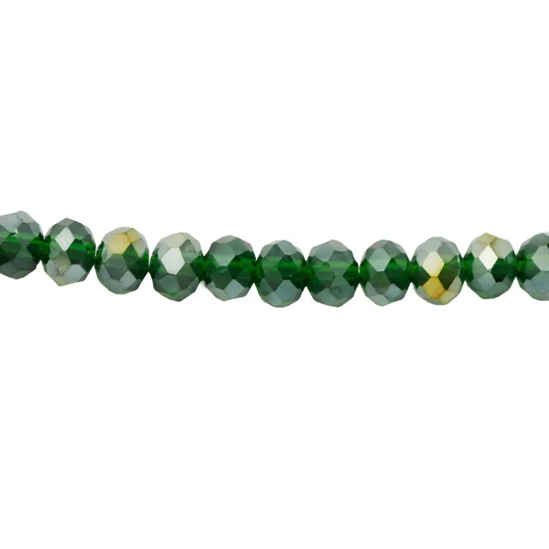 Murano rondela facetada 6mm verde pino 12AB x 82und