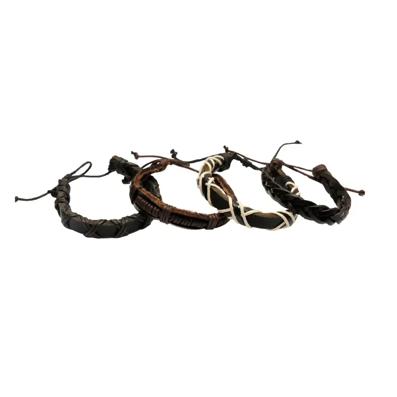Combo brazaletes cuero hombre (A2,C5,D7,E9) x 4 unidades