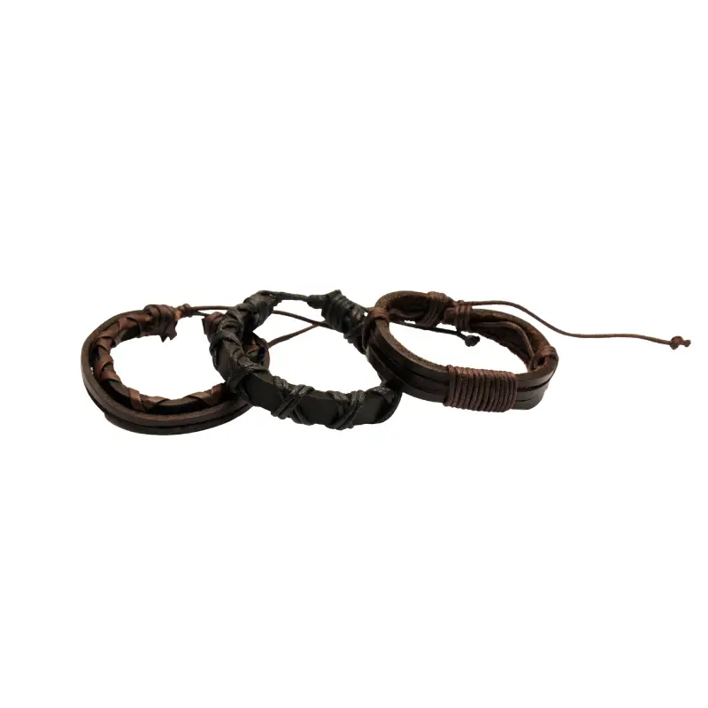 Combo brazalete cuero hombre (E9,G11,H12) x 3 diseños