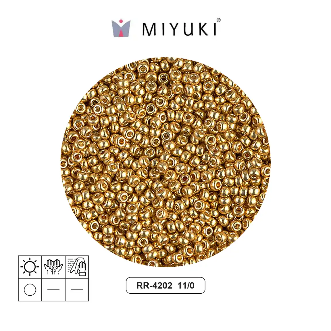 Mostacilla Miyuki rocalla 11/0 RR4202 galvanizado dorado Duracoat x 500g