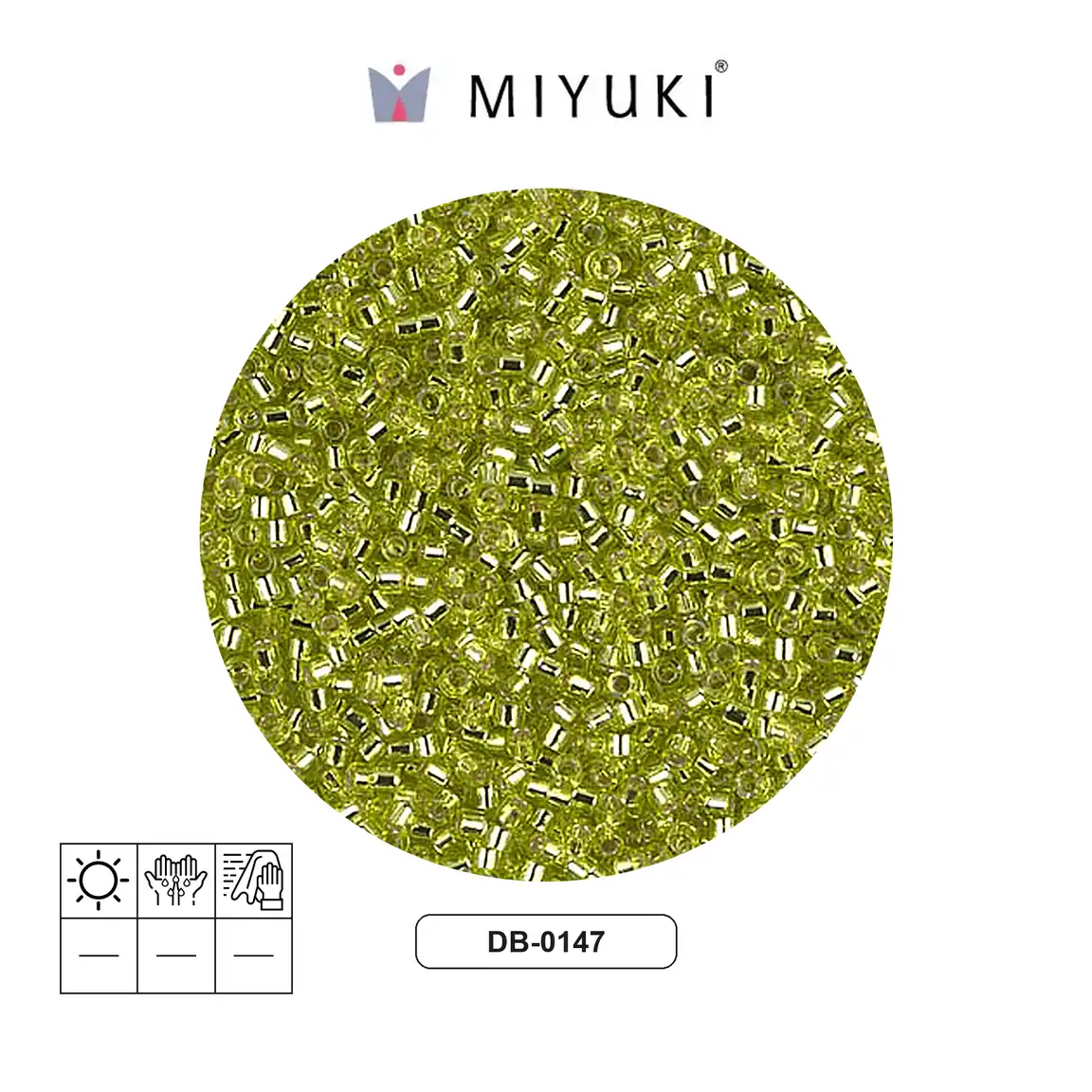 Miyuki delica 11/0 DB0147 plateado verde chartreuse x 50g