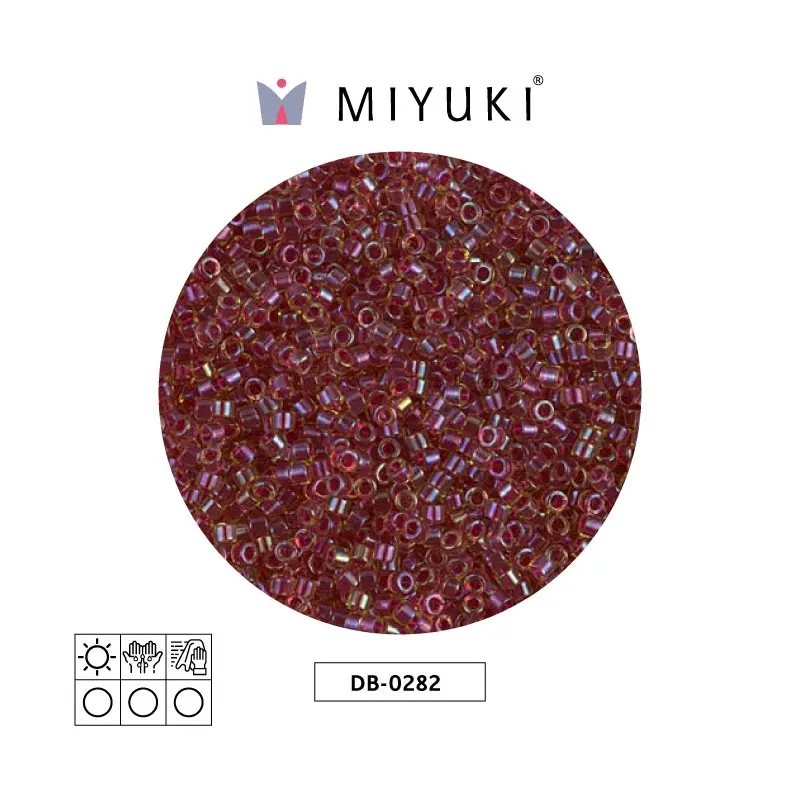 Miyuki delica 11/0 DB0282 rojo forrado claro lusterr x 50g