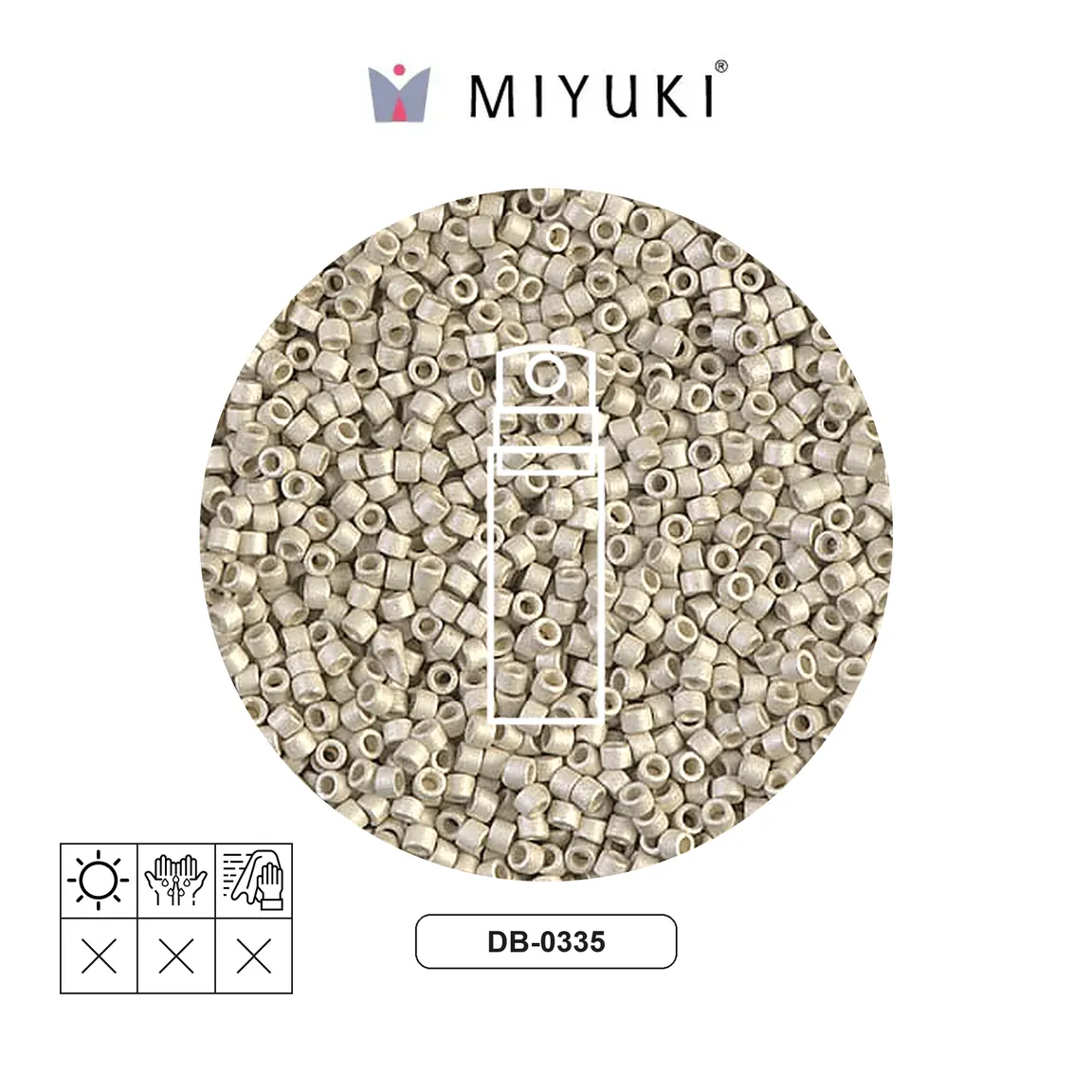 Miyuki delica 11/0 DB0335 mate metalizado plateado x 10g