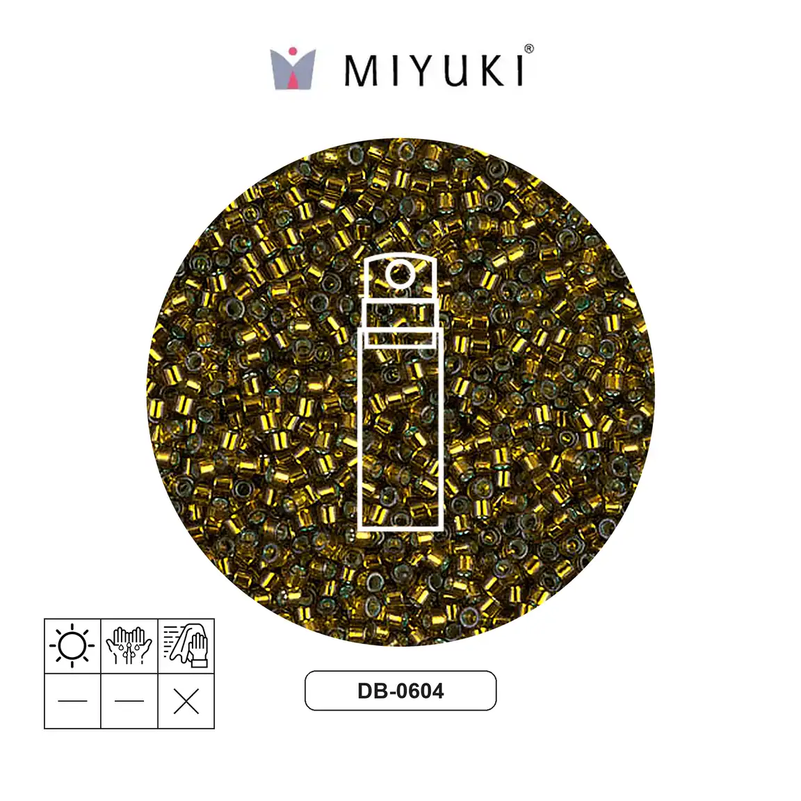 Miyuki delica 11/0 DB0604 plateado forrado golden verde x 10g