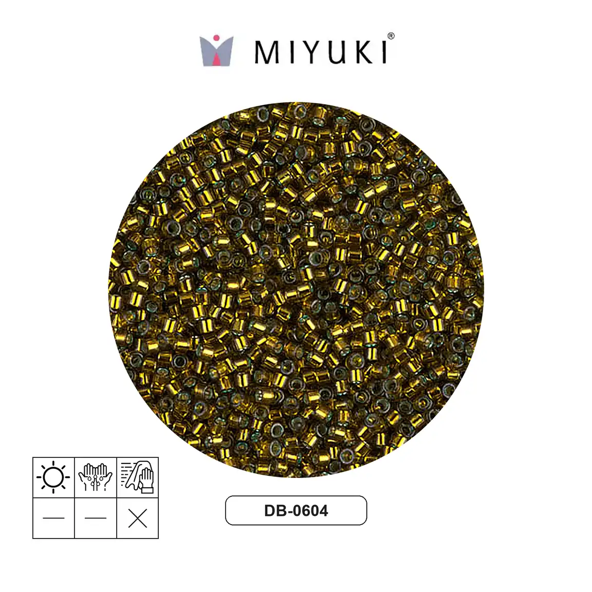 Miyuki delica 11/0 DB0604 plateado forrado golden verde x 50g