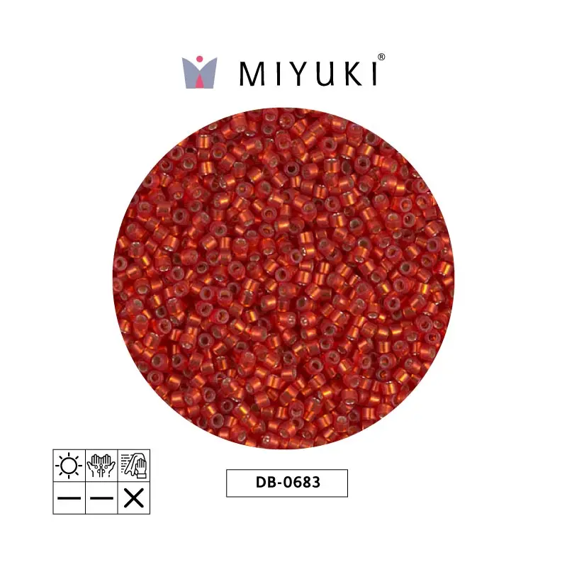 Miyuki delica 11/0 DB0683 mate plateado forrado rojo naranja x 50g