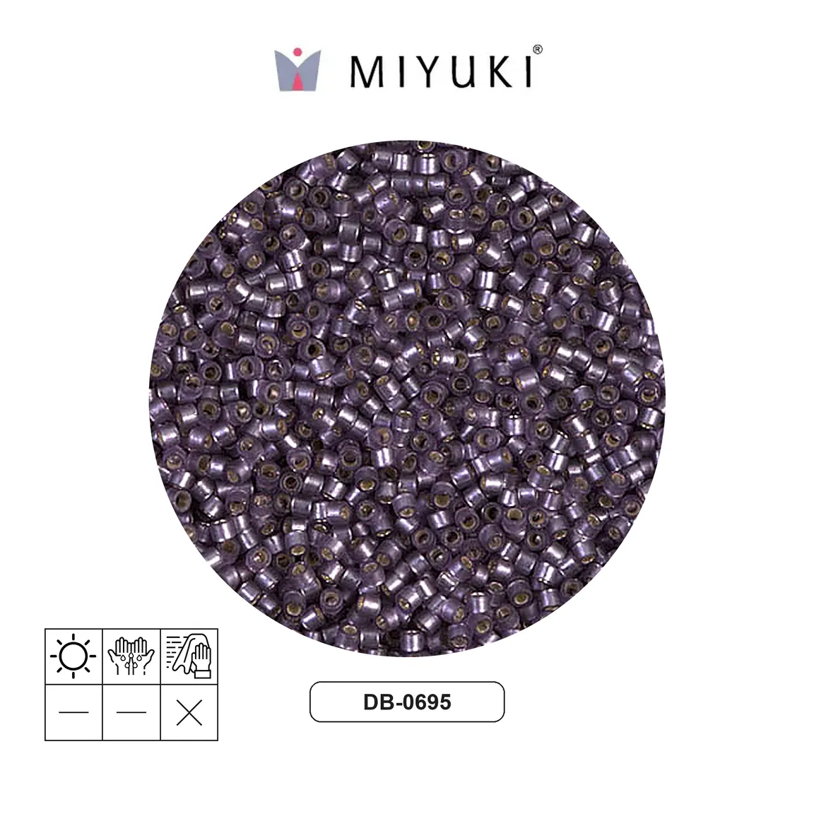 Miyuki delica 11/0 DB0695 mate plateado forrado mulberry x 50g