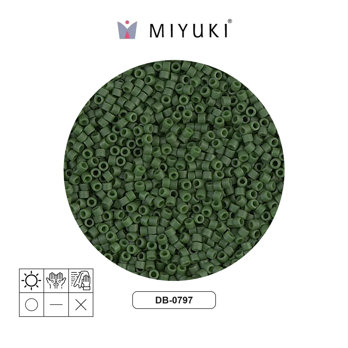 Miyuki delica 11/0 DB0797 mate opaco jade verde x 50g