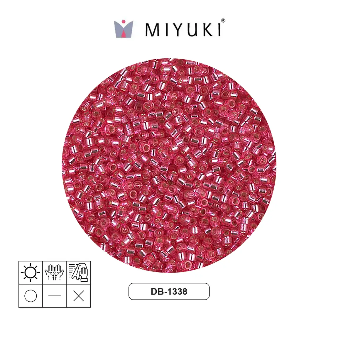 Miyuki delica 11/0 DB1338 plateado forrado rosa x 50g