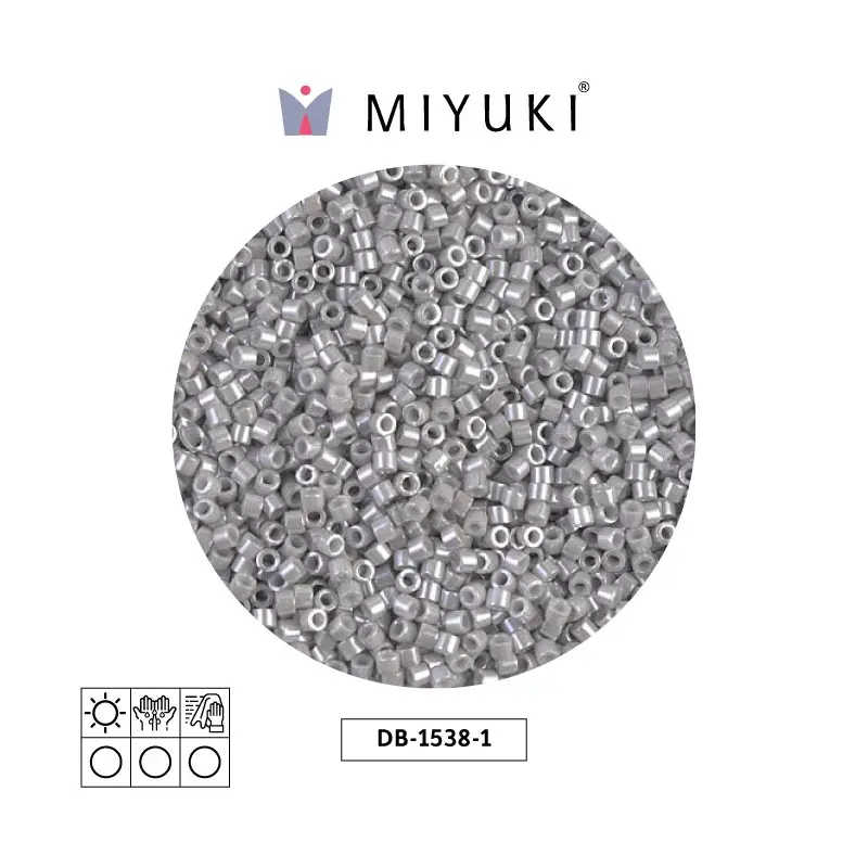 Miyuki delica 11/0 DB1538-1 opaco gris smoke ceylon perlado x 50g
