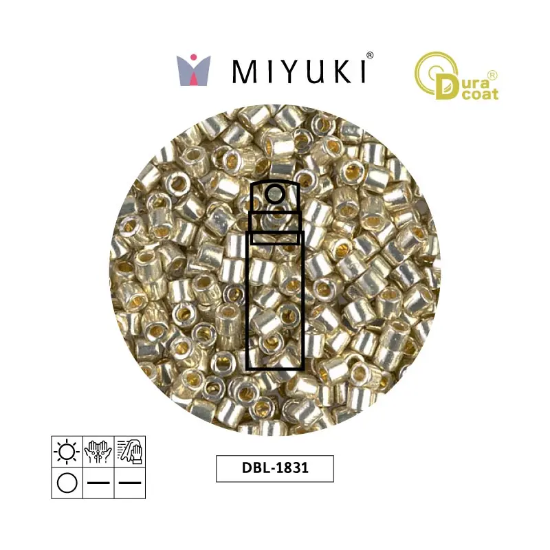 Miyuki delica 8/0 DBL1831 galvanizado plateado Duracoat x 10g