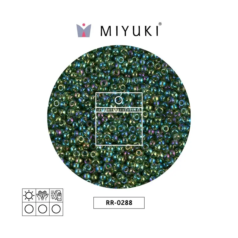 Mostacilla Miyuki rocalla 11/0 RR0288 transparente verde AB x 25g