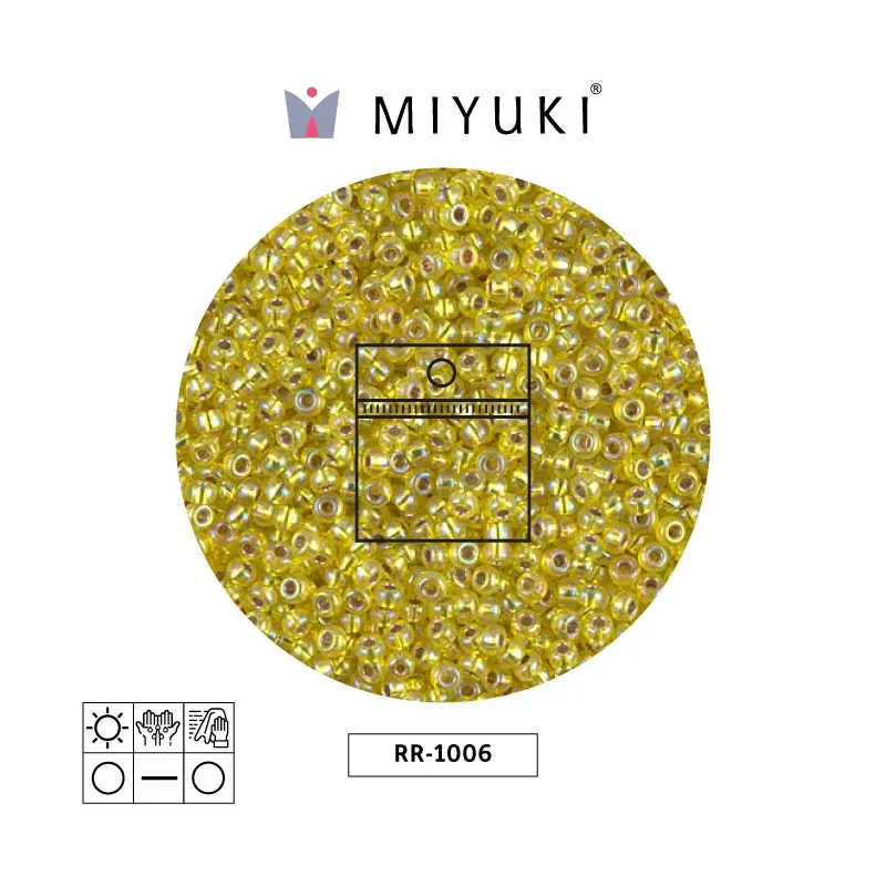 Mostacilla Miyuki rocalla 11/0 RR1006 plateado forrado verde AB x 25g