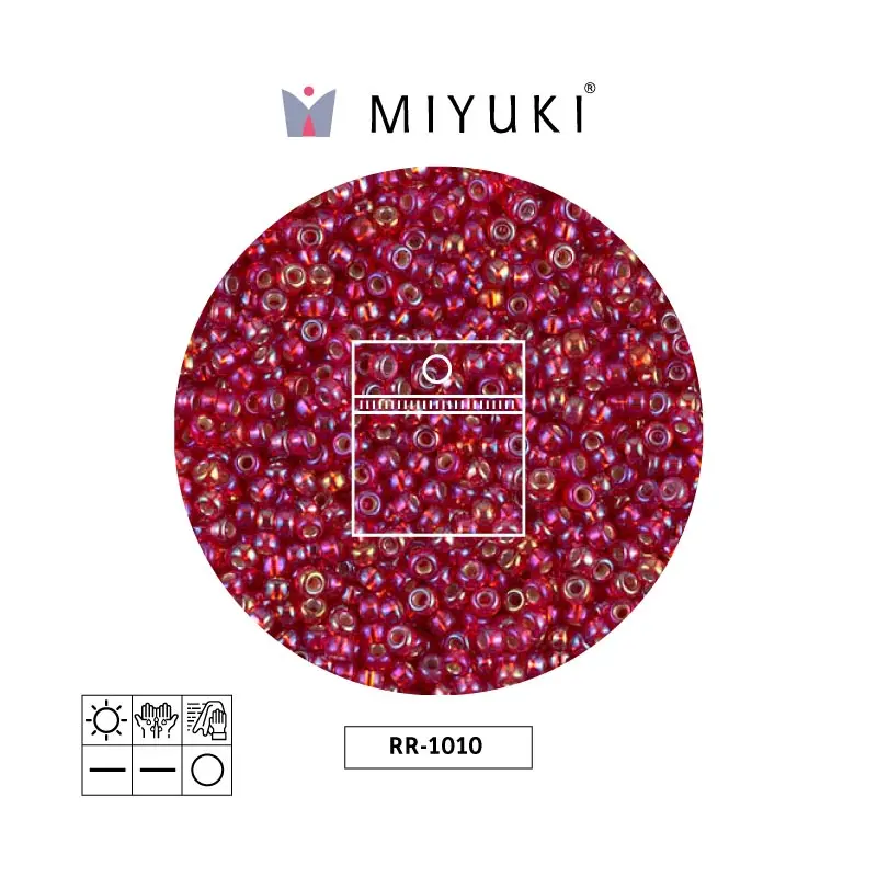 Mostacilla Miyuki rocalla 11/0 RR1010 plateado forrado cadillac rojo AB x 25g