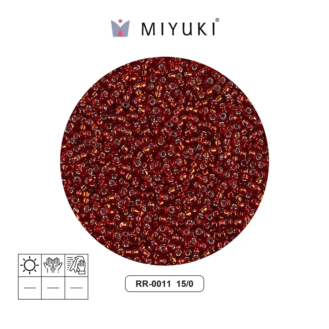 Mostacilla Miyuki rocalla 15/0 RR0011 plateado forrado ruby x 250g