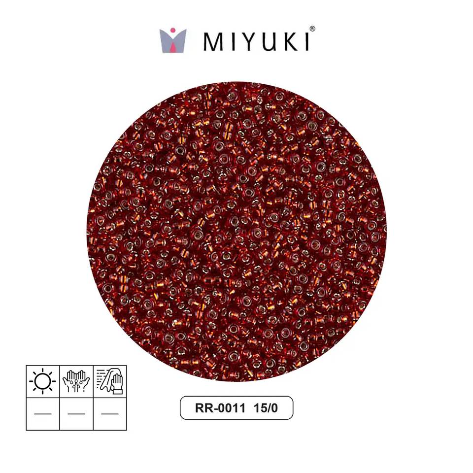 Mostacilla Miyuki rocalla 15/0 RR0011 plateado forrado ruby x 250g