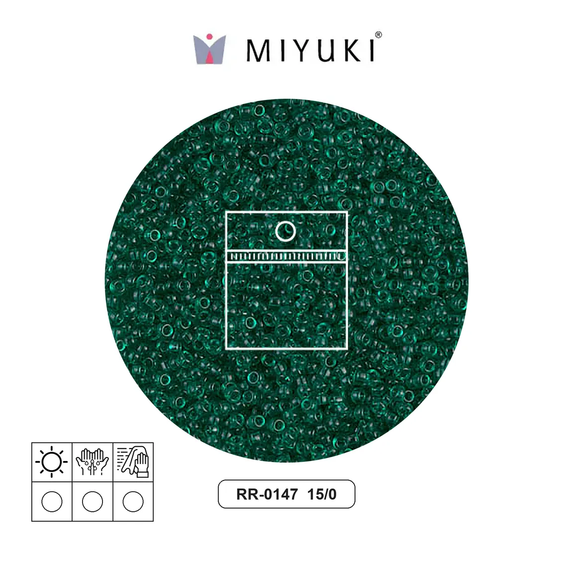 Mostacilla Miyuki rocalla 15/0 RR0147 transparente esmerald x 10g
