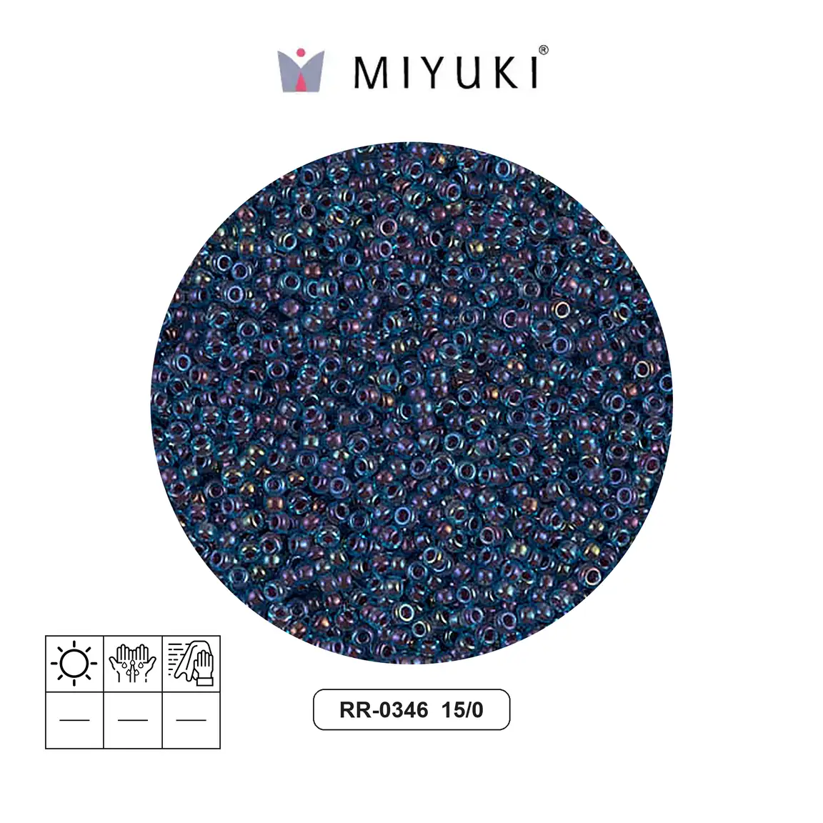 Mostacilla Miyuki rocalla 15/0 RR0346 fucsia forrado azul x 250g