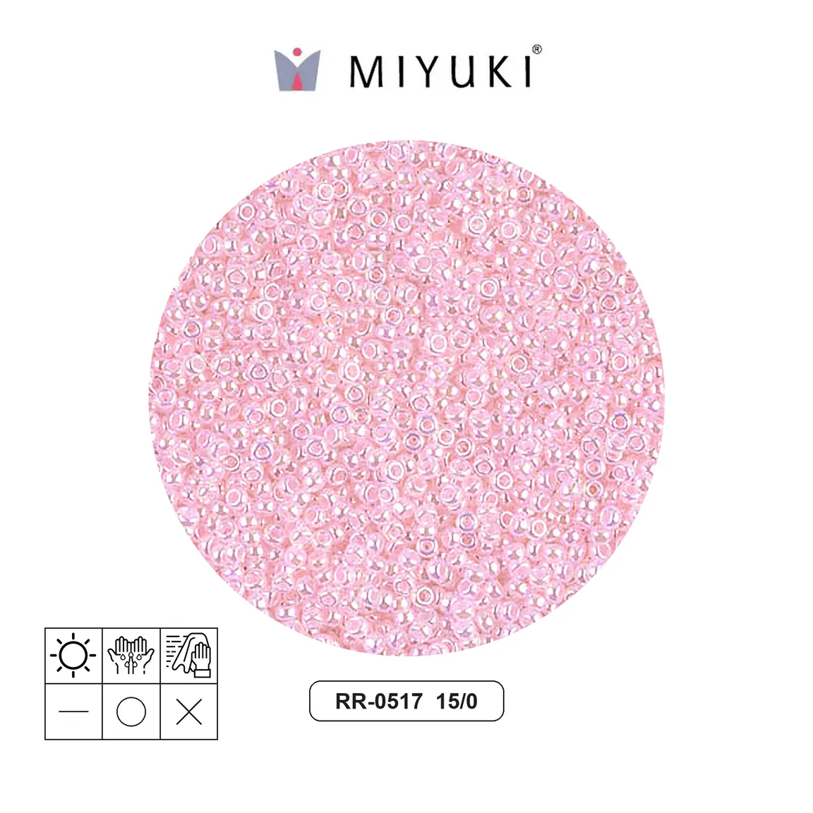 Mostacilla Miyuki rocalla 15/0 RR0517 pálido rosado Ceylon perlado x 250g