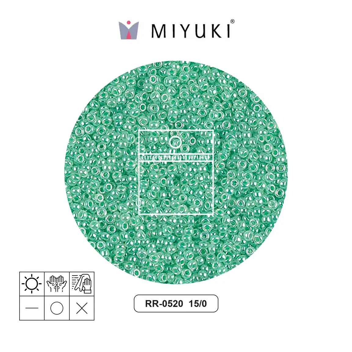 Mostacilla Miyuki rocalla 15/0 RR0520 verde Ceylon perlado x 10g