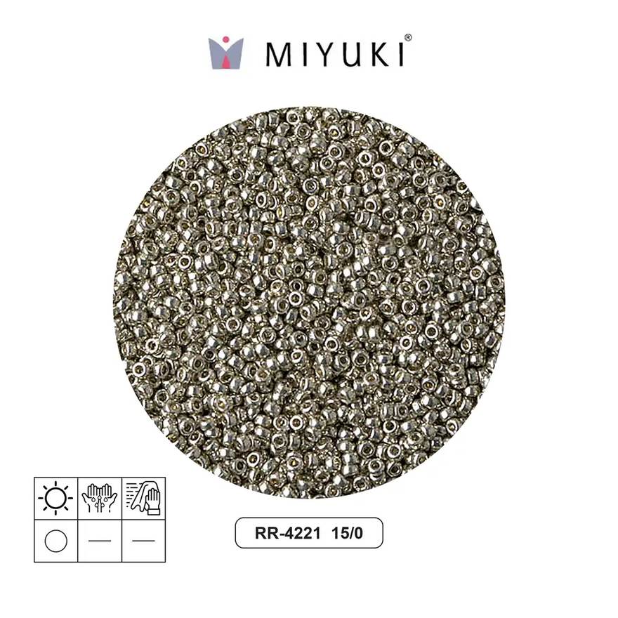 Mostacilla Miyuki rocalla 15/0 RR4221 galvanizado claro pewter x 20g